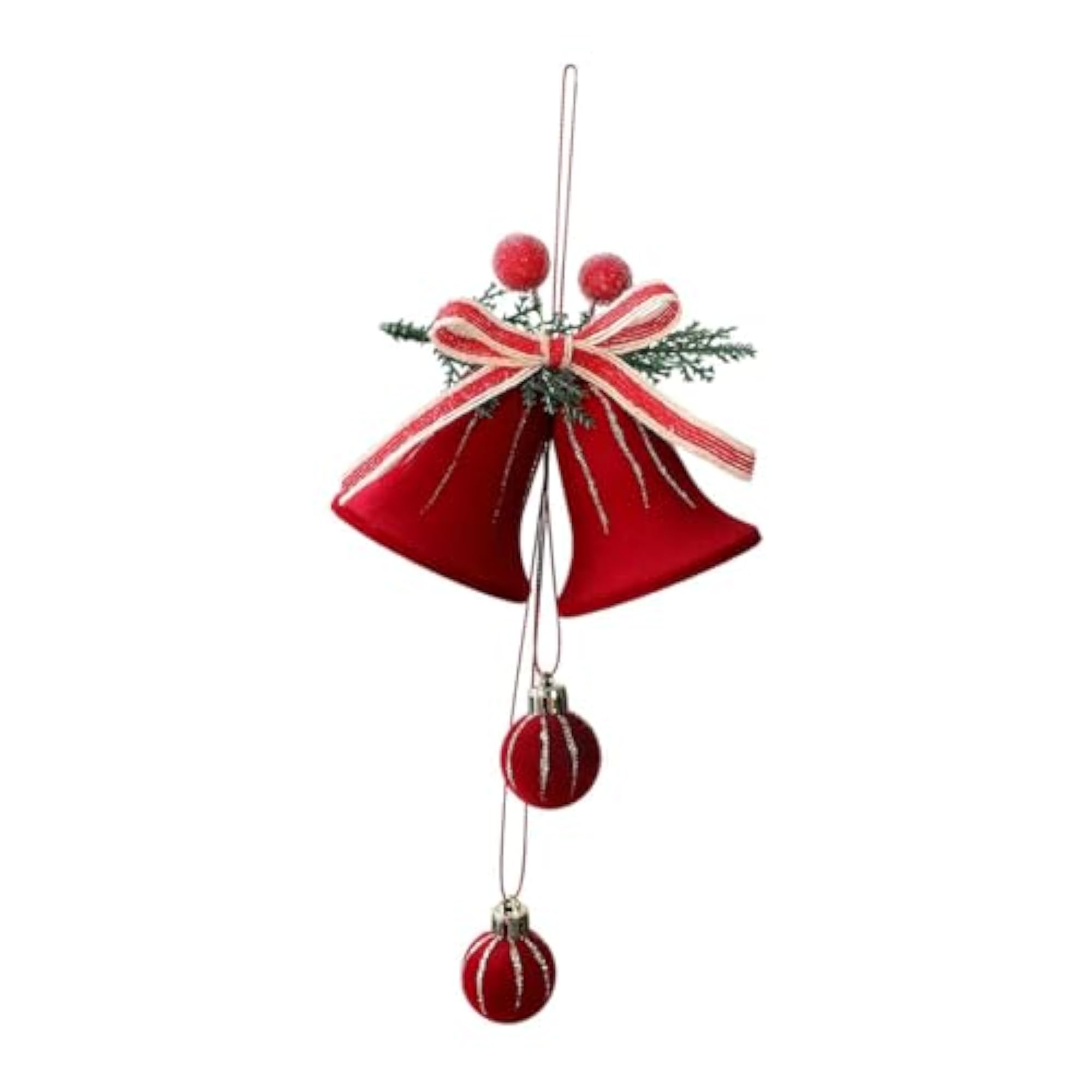 Christmas Flocking Ornament Tree Hanging Ornament Bell Medium